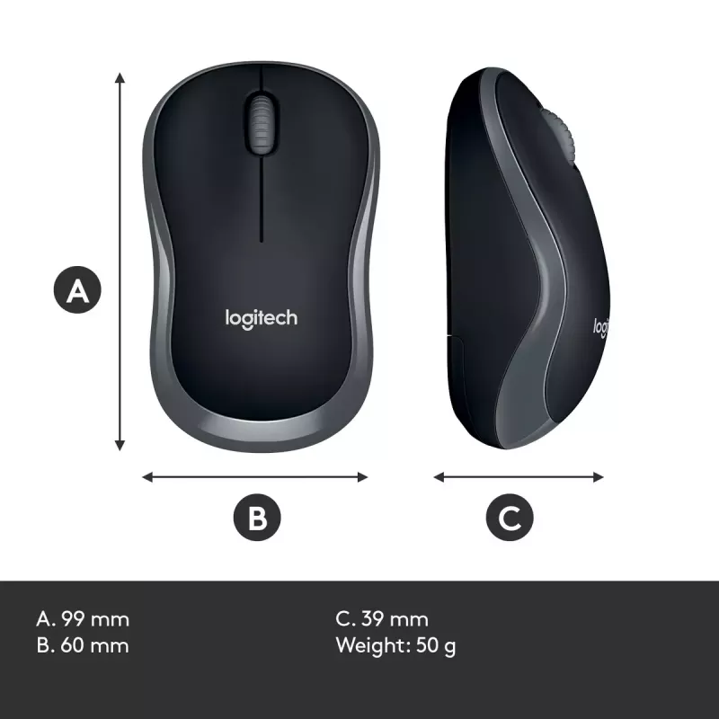 Muis Logitech M185 Swift Wireless grijs