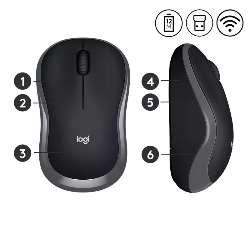 Muis Logitech M185 Swift Wireless grijs