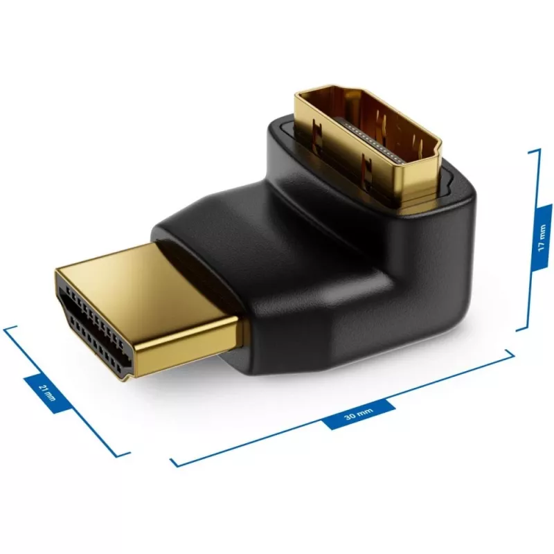 Techly HDMI-adapter M / F haaks L IADAP HDMI-L, HDMI, HDMI, zwart