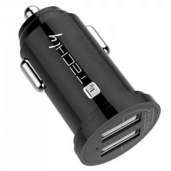 Techly mini autolader 2 USB-A-aansluitingen 24W / 4,8A zwart