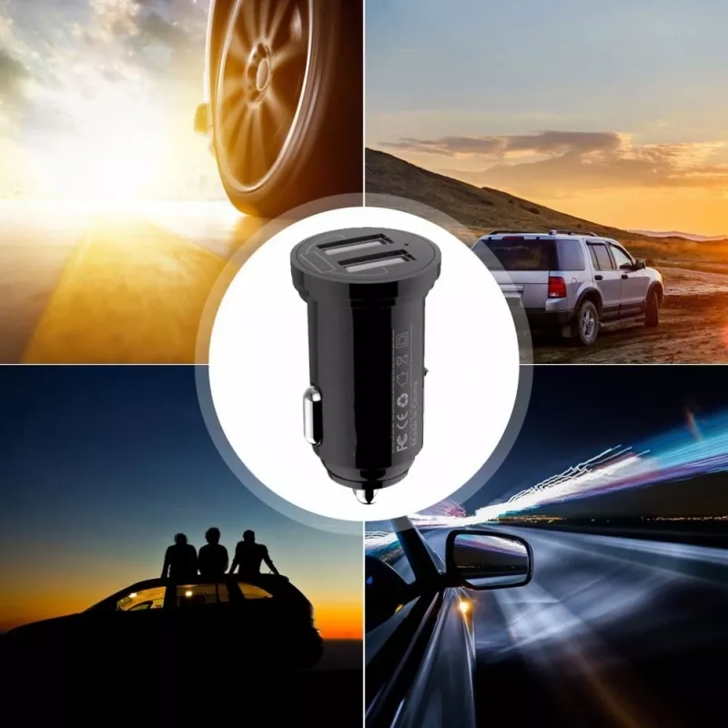 Techly mini autolader 2 USB-A-aansluitingen 24W / 4,8A zwart
