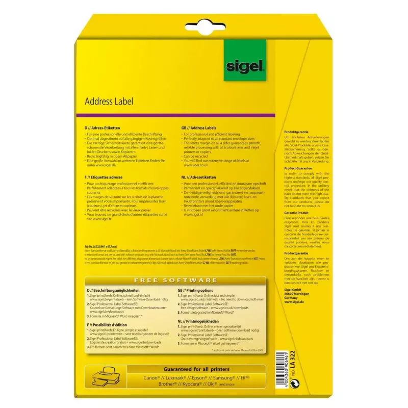 Niet-plakkend label Sigel LA322