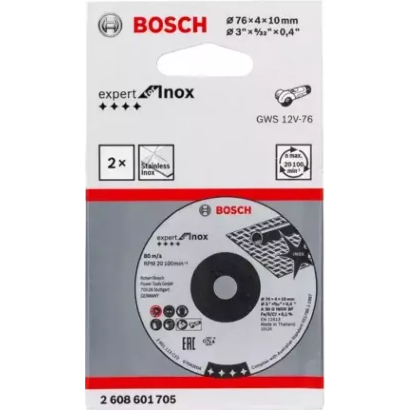 Bosch Expert for Inox slijpschijven, 76 x 4 x 10 mm, 2 stuks