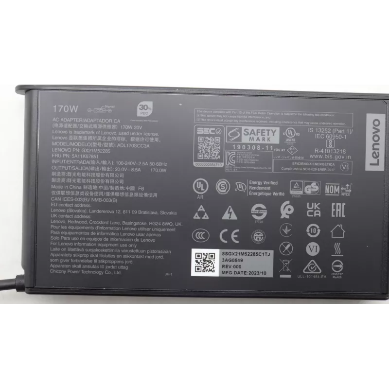 Lenovo 5A11K67851 voeding/omvormer indoor 170 W zwart