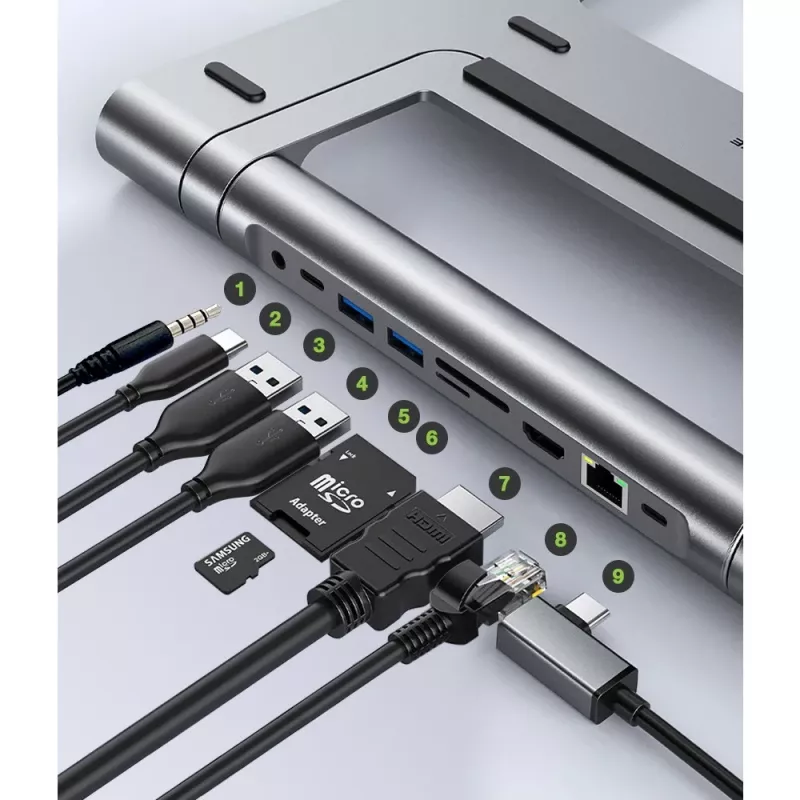 Techly ICA-NTB-DOCK91 bedraad USB 3.2 Gen 1 (3.1 Gen 1) Type-C zilver
