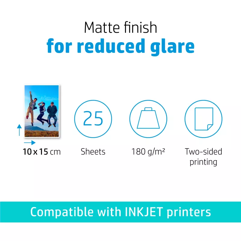 HP mat fotopapier 180 g/m² 10 x 15 cm (101 x 152 mm) 25 vel