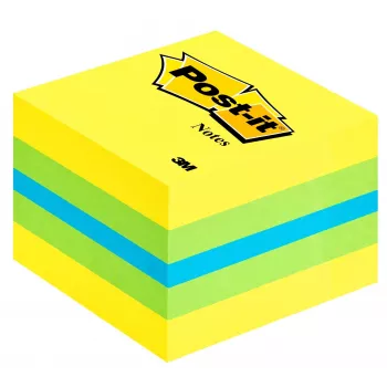 3M Post-it 2051L notitieblaadjes vierkant blauw, groen, turquoise, geel 400 vel zelfklevend