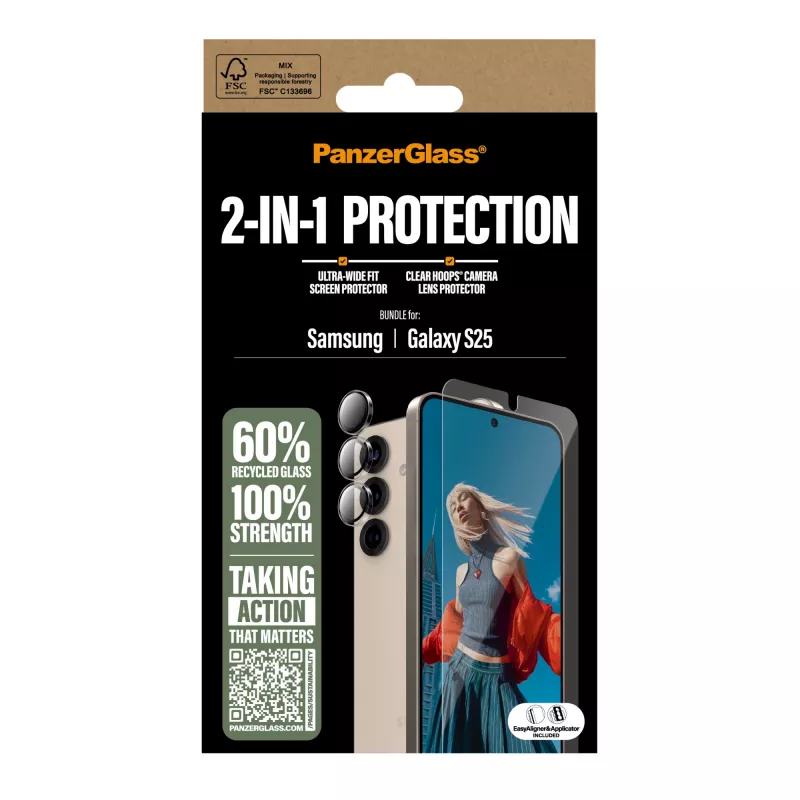 PanzerGlass 2-in-1-beschermpakket Samsung Galaxy S25 kras- en stootvast