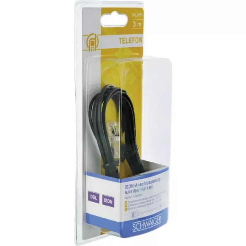 Netwerkkabel Schwaiger 3,0 m RJ-11 - RJ-45 3 m zwart