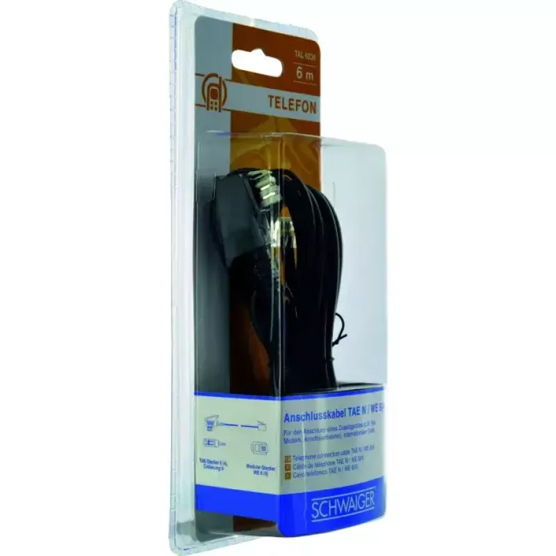 Kabel RJ-11 Schwaiger TAL6236533 6,0 m TAE-N zwart