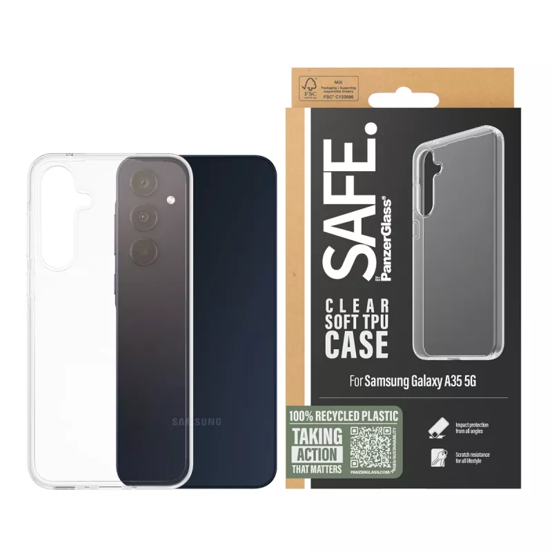 PanzerGlass SAFE. by ® TPU hoes Samsung Galaxy A35 5G | Transparant