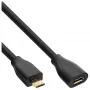 InLine Micro-USB 2.0 verlengkabel, Micro-B M/F, zwart/goud, 2m