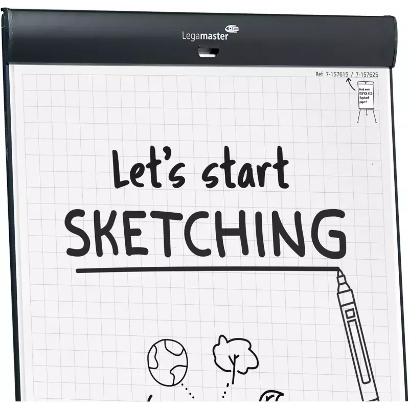 Legamaster SKETCH PRO mobiel flipchart met sterpoot staal 5 rollen