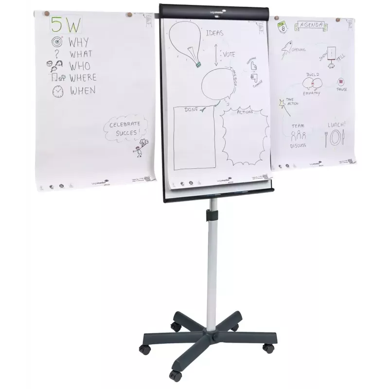 Legamaster SKETCH PRO mobiel flipchart met sterpoot staal 5 rollen