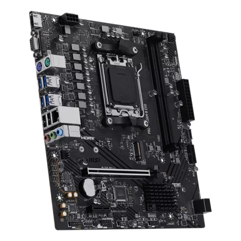 Moederbord MSI PRO A620AM-B EVO ATX — AMD A620A, socket AM5, DDR5 2× DIMM tot 128 GB, 5 Gb Ethernet, M.2 & SATA III, HDMI 2.1