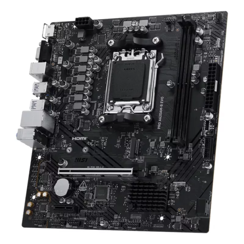 Moederbord MSI PRO A620AM-B EVO ATX — AMD A620A, socket AM5, DDR5 2× DIMM tot 128 GB, 5 Gb Ethernet, M.2 & SATA III, HDMI 2.1