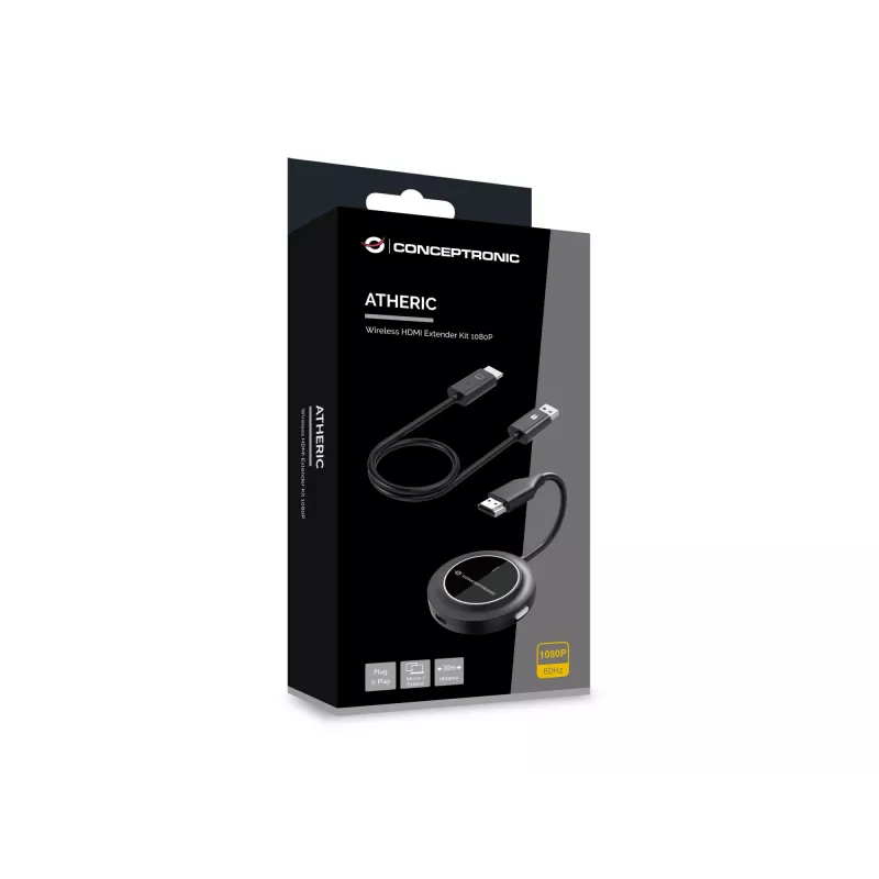 Draadloze HDMI-extenderkit CONCEPTRONIC ATHERIC02B – dongle, HDMI/USB, 1080p (1920x1080), USB-gevoed