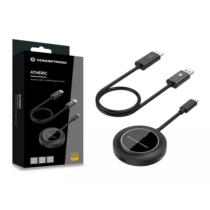 Conceptronic ATHERIC01B draadloze USB-C-naar-HDMI-displaykit 1080P