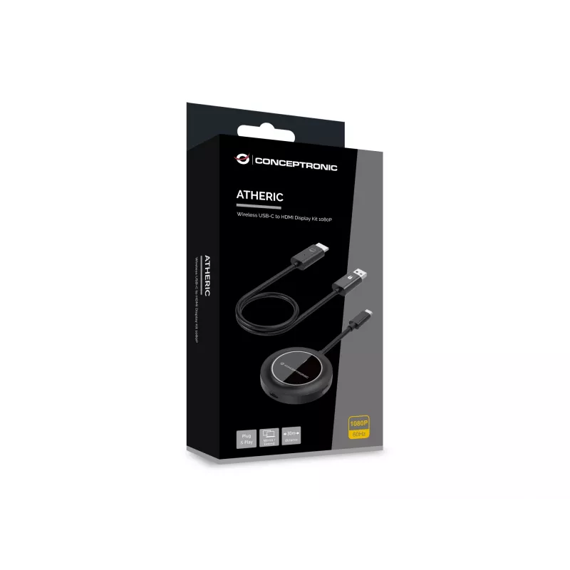 Conceptronic ATHERIC01B draadloze USB-C-naar-HDMI-displaykit 1080P
