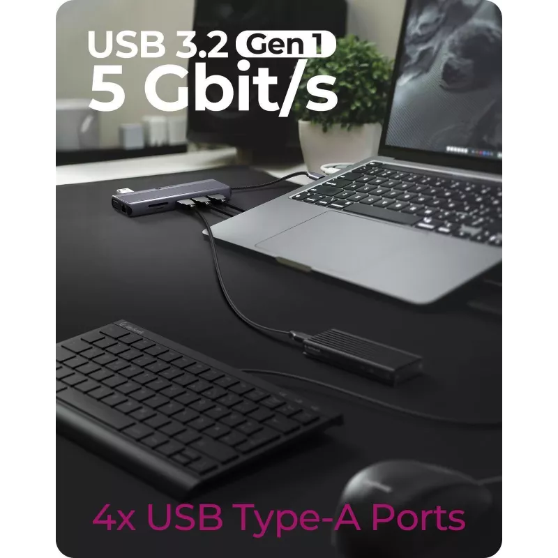 ICY BOX IB-DK4062-CPD bedraad USB 3.2 Gen 1 (3.1 Gen 1) Type-C antraciet
