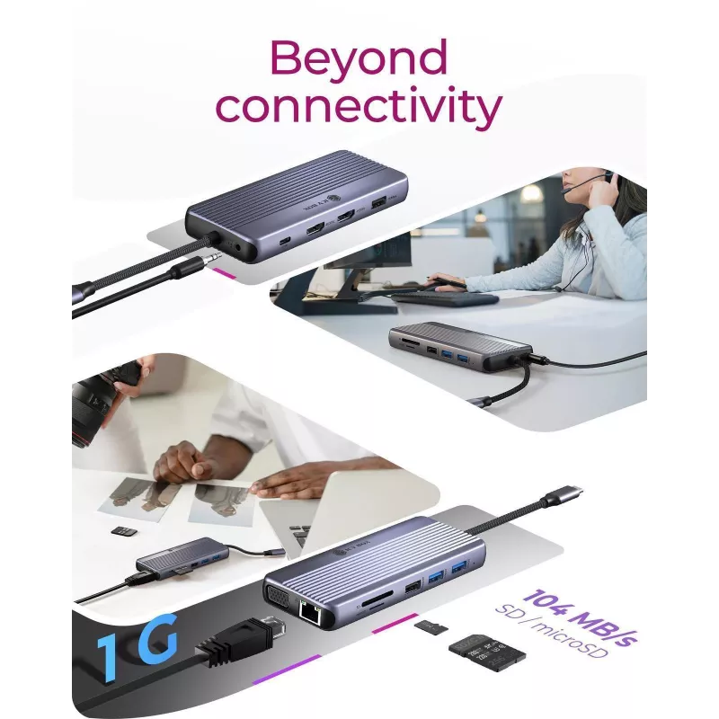 ICY BOX IB-DK4062-CPD bedraad USB 3.2 Gen 1 (3.1 Gen 1) Type-C antraciet