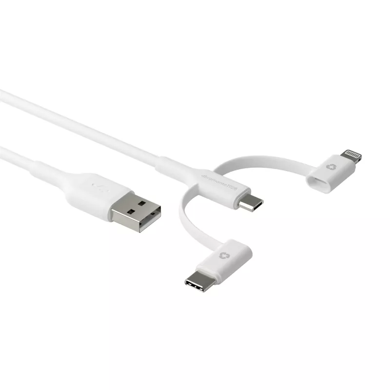 dbramante1928 re-charge - 3-in-1-kabel – USB-A naar USB-A, C & Lightning - wit