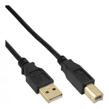 InLine USB 2.0-kabel Type-A-stekker naar Type-B-bus, 1,5 m, zwart, vergulde contacten