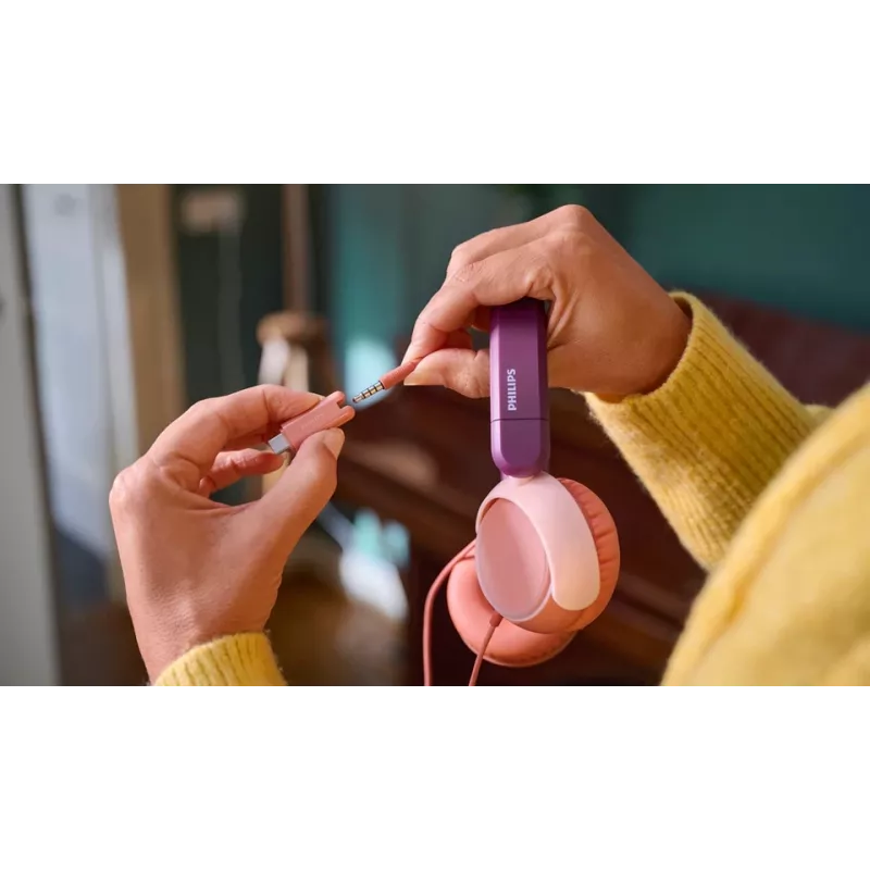 Philips 2000 serie TAK2000MP/00 hoofdtelefoon/headset bedraad hoofdband gesprekken/muziek USB Type-C oranje, paars, roze
