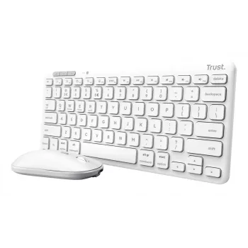Toetsenbord-muisset TRUST Lyra Mini draadloos QWERTZ (RF + Bluetooth) wit, Duitse layout