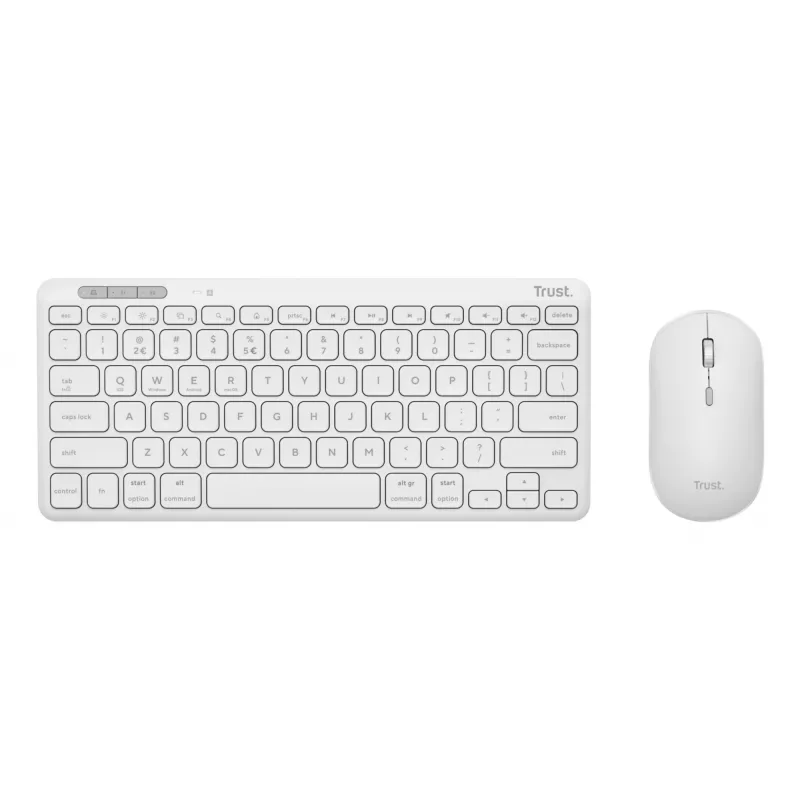 Toetsenbord-muisset TRUST Lyra Mini draadloos QWERTZ (RF + Bluetooth) wit, Duitse layout