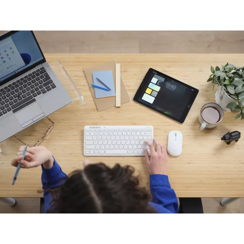 Toetsenbord-muisset TRUST Lyra Mini draadloos QWERTZ (RF + Bluetooth) wit, Duitse layout