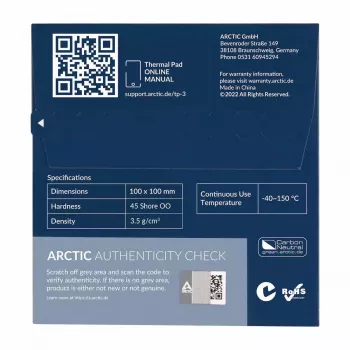 ARCTIC TP-3 Premium Performance warmtegeleidingspad 100 x 100 mm, 0,5 mm