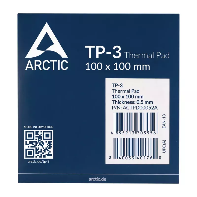 ARCTIC TP-3 Premium Performance warmtegeleidingspad 100 x 100 mm, 0,5 mm
