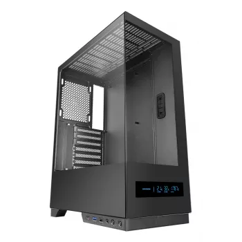 PC-behuizing TACENS MARS MC-PULSAR LCD ATX Midi Tower, gehard glas, front-LCD, USB-C, ondersteunt GPU 33,2 cm