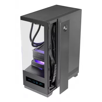 PC-behuizing TACENS MARS MC-PULSAR LCD ATX Midi Tower, gehard glas, front-LCD, USB-C, ondersteunt GPU 33,2 cm