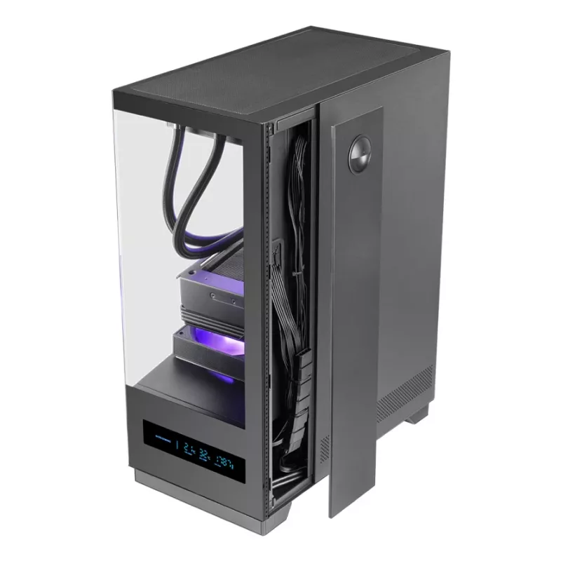 PC-behuizing TACENS MARS MC-PULSAR LCD ATX Midi Tower, gehard glas, front-LCD, USB-C, ondersteunt GPU 33,2 cm