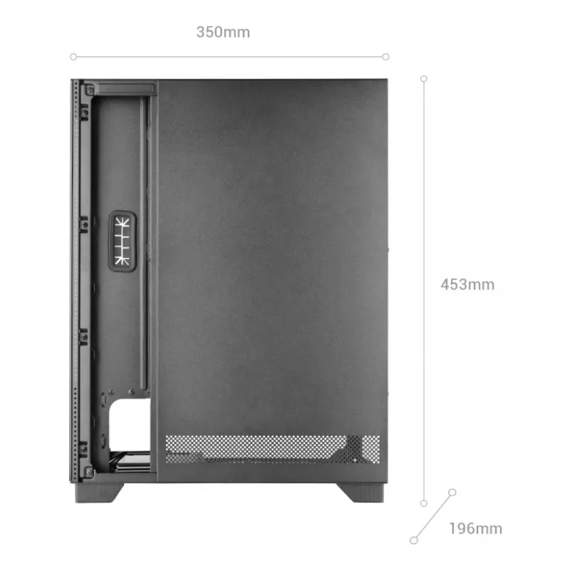 PC-behuizing TACENS MARS MC-PULSAR LCD ATX Midi Tower, gehard glas, front-LCD, USB-C, ondersteunt GPU 33,2 cm