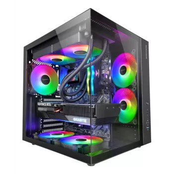 PC-behuizing TACENS Mars Gaming MCV-ONE Midi Tower – zwart, ATX/Micro-ATX/Mini-ITX, gehard glas, ondersteunt 120mm-ventilatoren