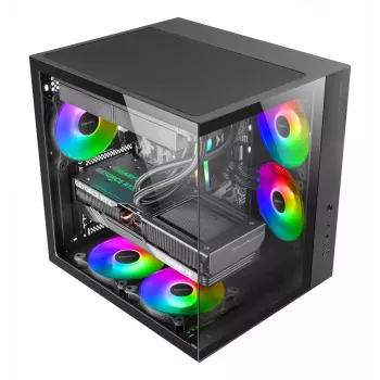 PC-behuizing TACENS Mars Gaming MCV-ONE Midi Tower – zwart, ATX/Micro-ATX/Mini-ITX, gehard glas, ondersteunt 120mm-ventilatoren