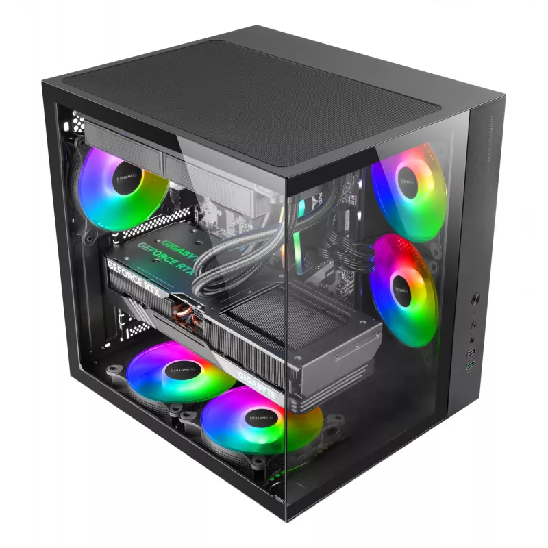 PC-behuizing TACENS Mars Gaming MCV-ONE Midi Tower – zwart, ATX/Micro-ATX/Mini-ITX, gehard glas, ondersteunt 120mm-ventilatoren