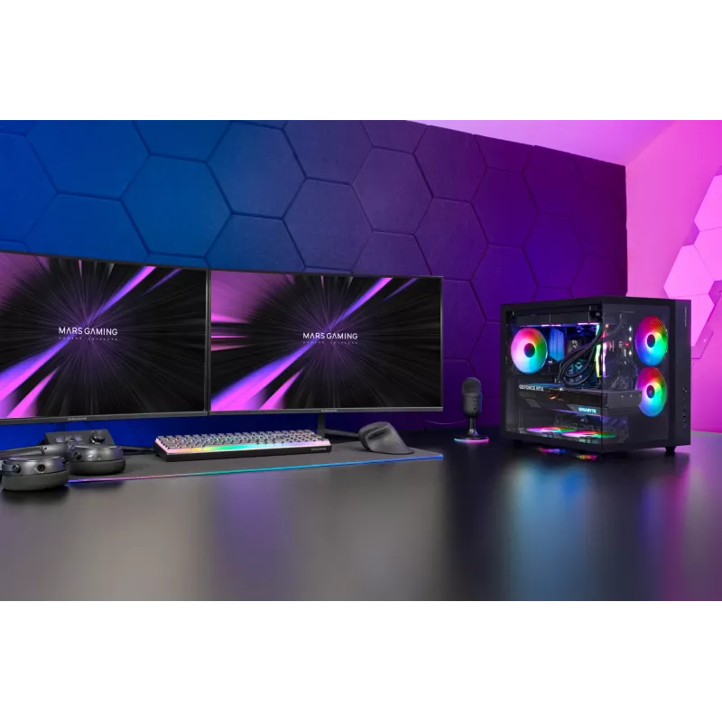 PC-behuizing TACENS Mars Gaming MCV-ONE Midi Tower – zwart, ATX/Micro-ATX/Mini-ITX, gehard glas, ondersteunt 120mm-ventilatoren