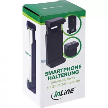 InLine universele telefoonhouder voor selfiestick-statieven zwart