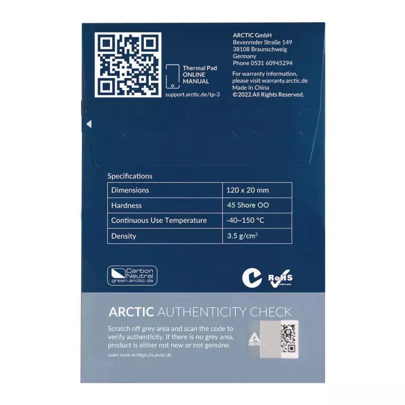 ARCTIC TP-3 Premium Performance Thermal Pad 120 x 20 mm, 1 mm