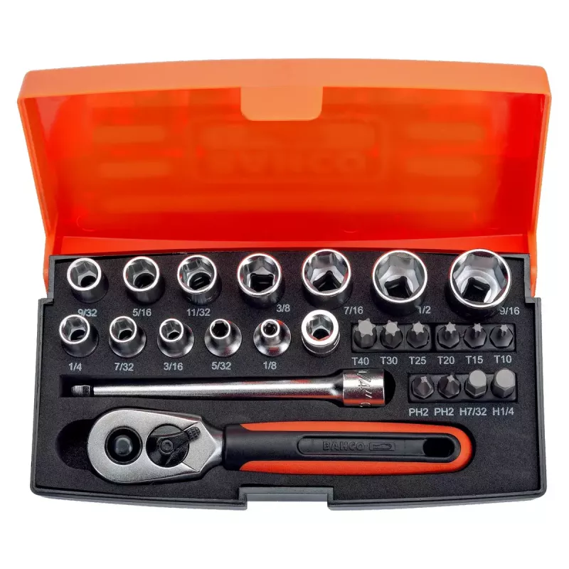 Bahco SL25AF dopsleutelset, 25 st., 1/4 aandrijving