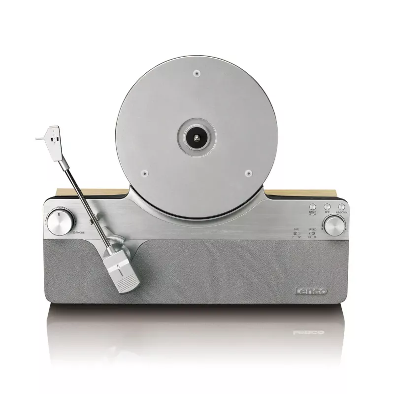 Belt-drive-audio-platenspeler Lenco LSA-071SI, volautomatisch, grijs, Bluetooth, 3,5 mm, 10 W