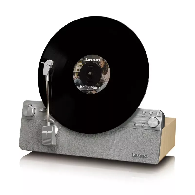 Belt-drive-audio-platenspeler Lenco LSA-071SI, volautomatisch, grijs, Bluetooth, 3,5 mm, 10 W