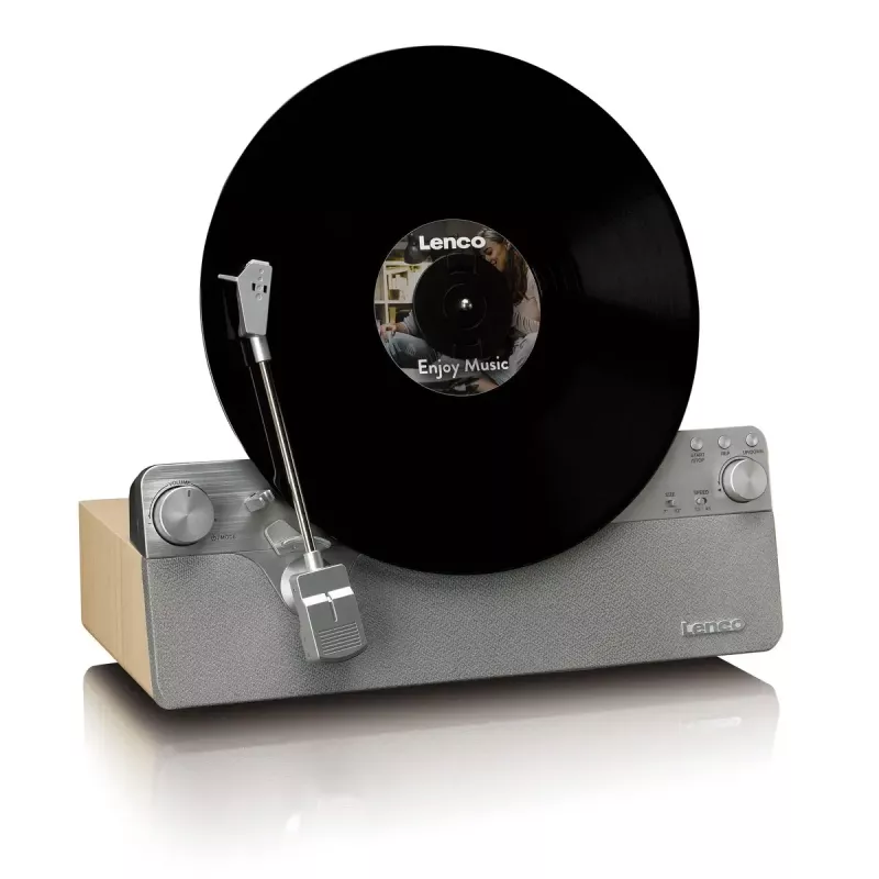 Belt-drive-audio-platenspeler Lenco LSA-071SI, volautomatisch, grijs, Bluetooth, 3,5 mm, 10 W