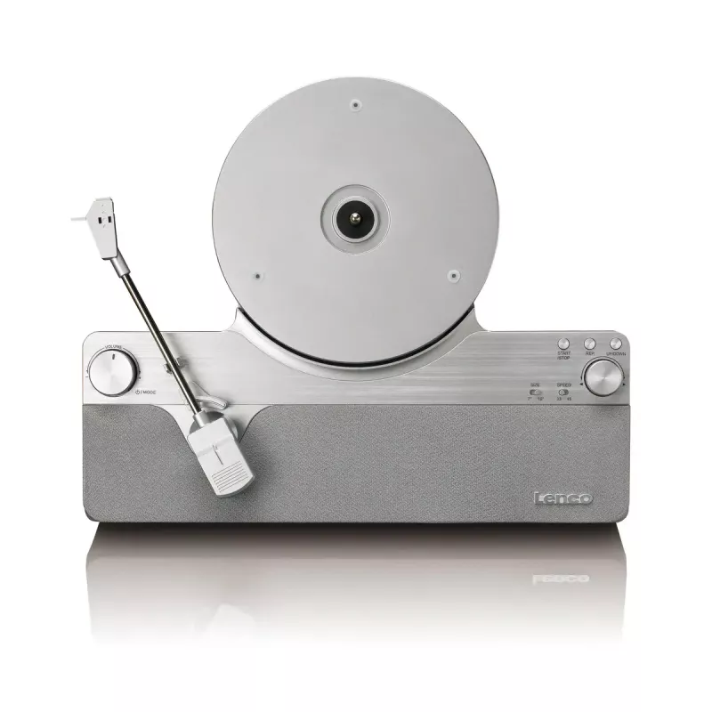 Belt-drive-audio-platenspeler Lenco LSA-071SI, volautomatisch, grijs, Bluetooth, 3,5 mm, 10 W