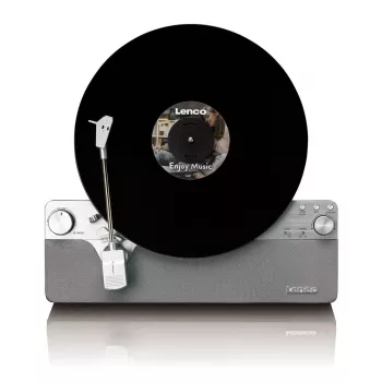 Belt-drive-audio-platenspeler Lenco LSA-071SI, volautomatisch, grijs, Bluetooth, 3,5 mm, 10 W