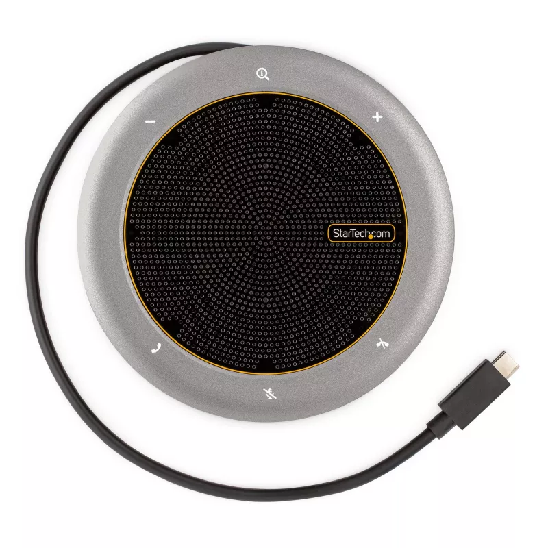 StarTech.com USB-C speakerphone dockingstation, mini draagbare conferentiespeaker en audiodock, USB-C naar VGA/4K HDMI, 2x USB-A hub, microfoon/luidspreker, Teams/Zoom/softphone speakerphone